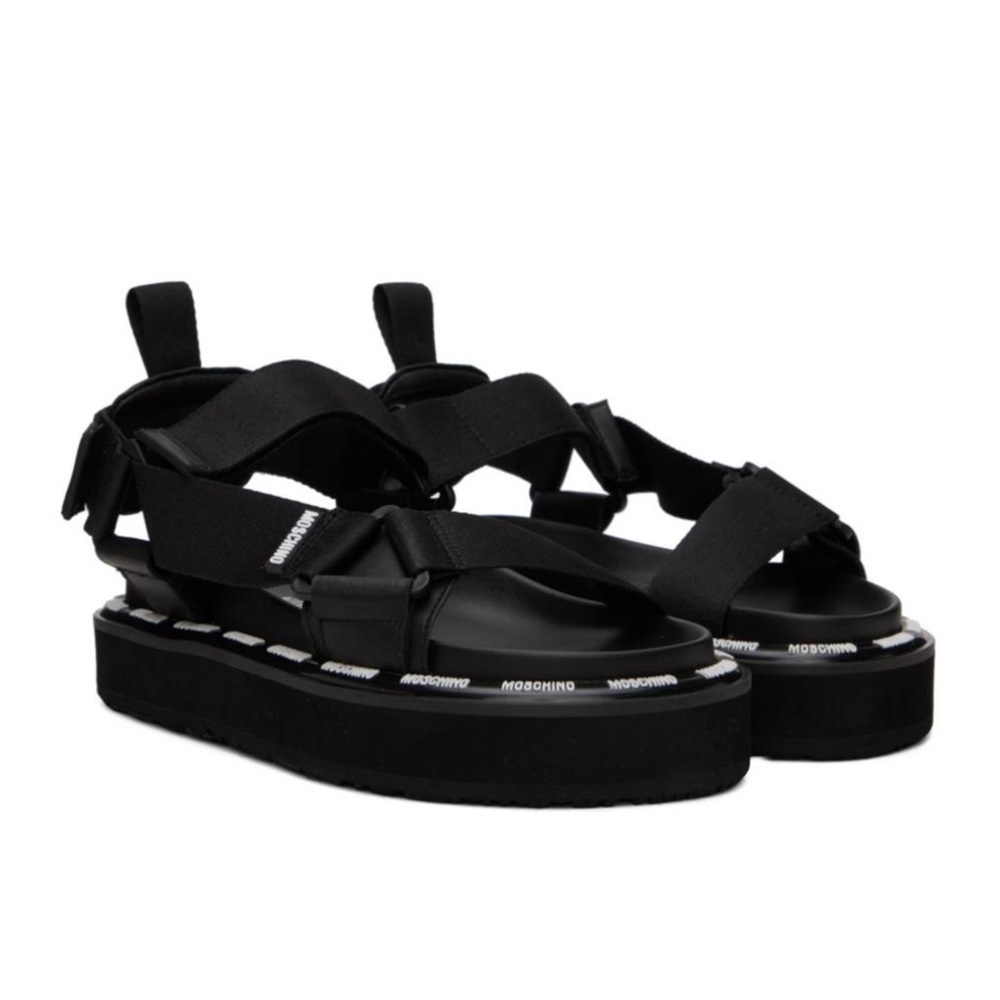 Moschino Black Platform Strap Sandals